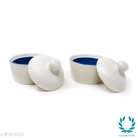 Handcrafted White Blue Marble Ceramic Butter Pot with Lid - Butter  Pot